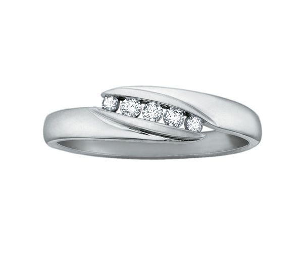 BAGUE EN OR 10K BLANC SERTIE DE DIAMANTS 